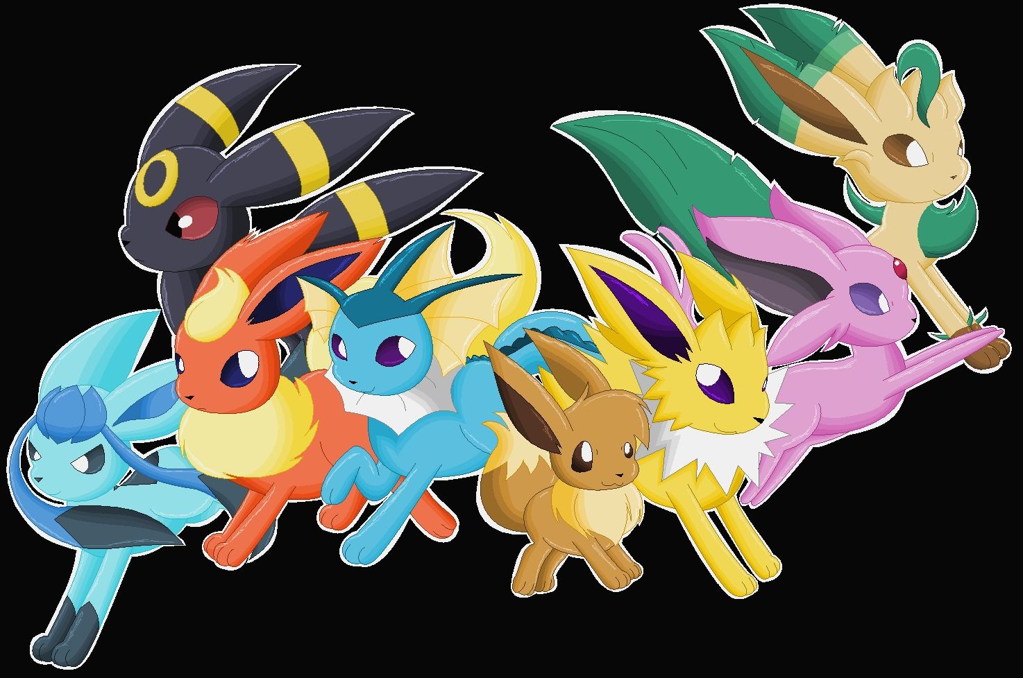 Shiny Eevee Evolutions Wallpapers