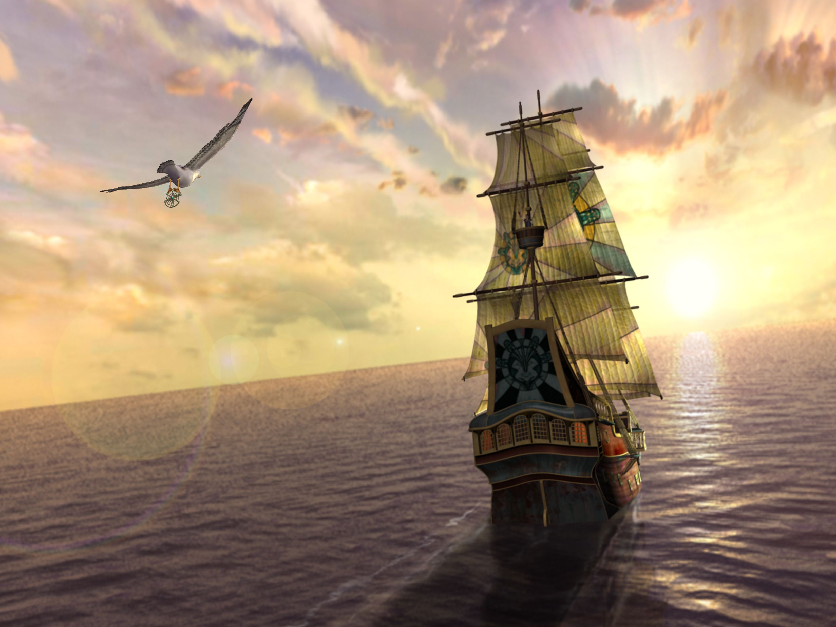 Ship On The Ocean Artistic Wallpapers