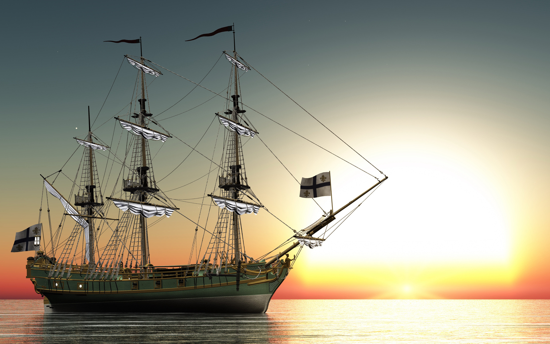 Ship On The Ocean Artistic Wallpapers