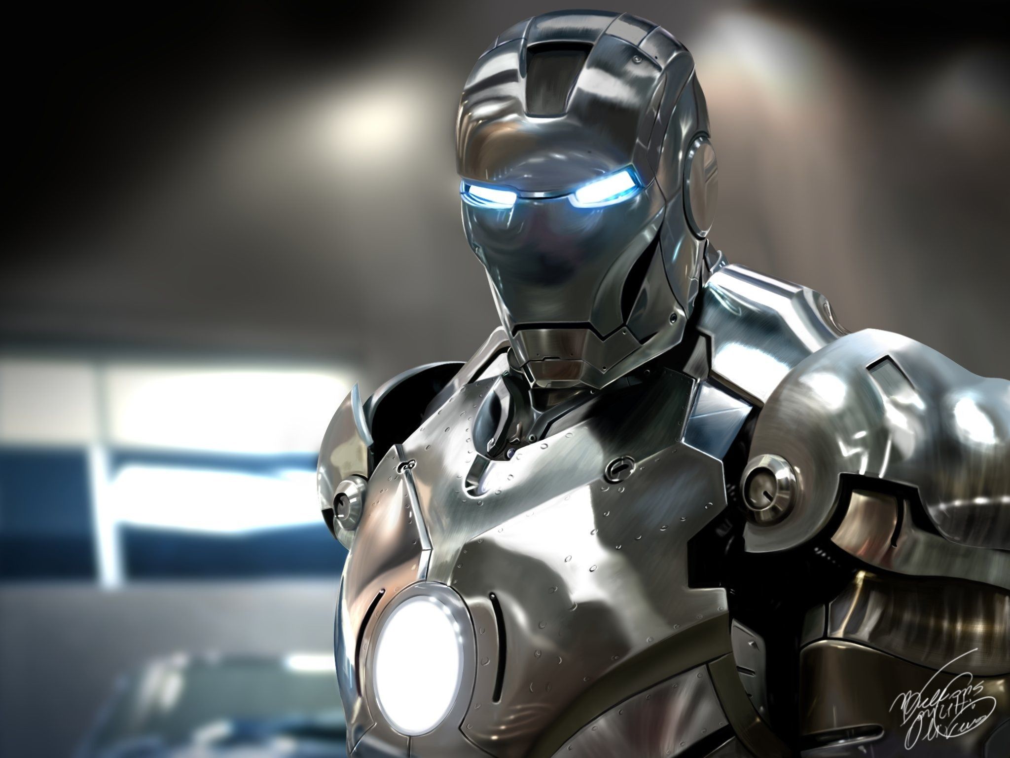 Silver Iron Man Suit 4K Wallpapers