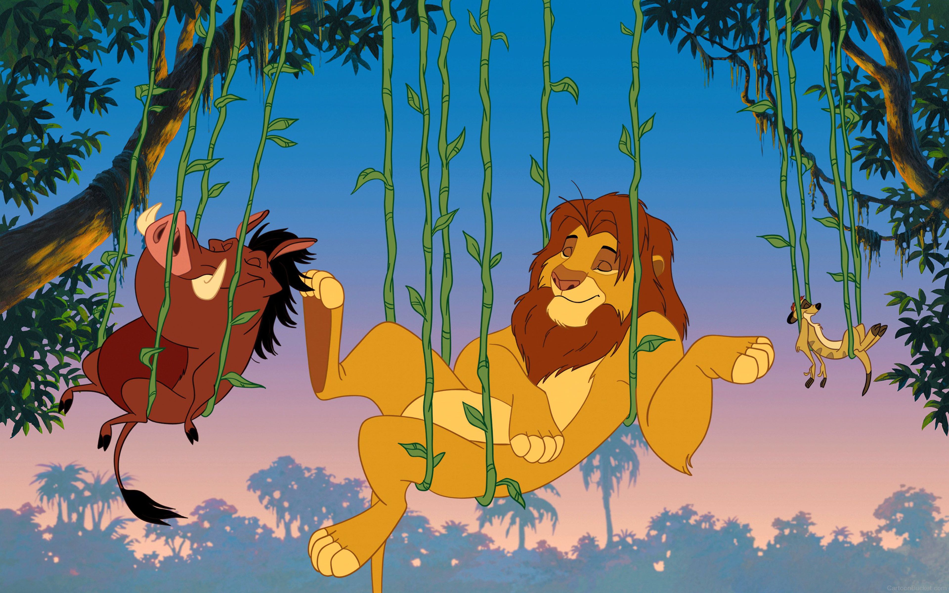 Simba Pumbaa And Timon On Log Wallpapers