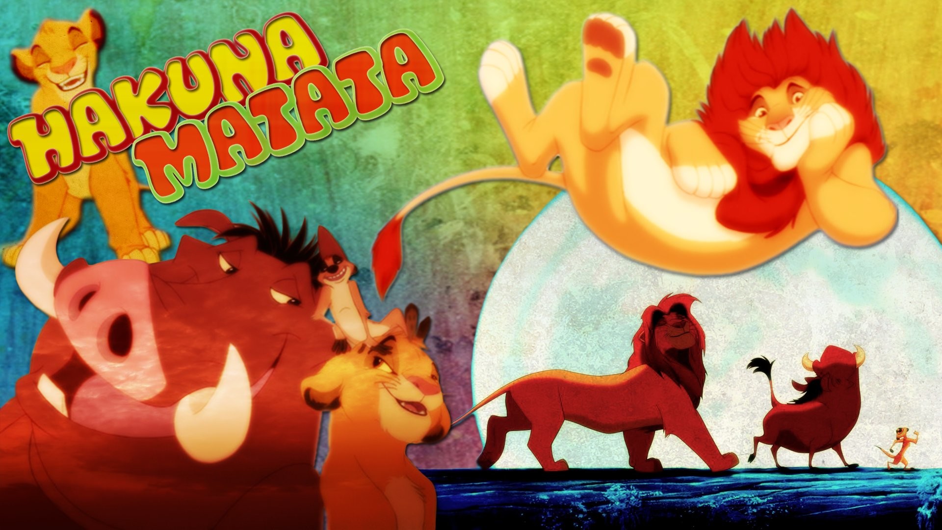 Simba Pumbaa And Timon On Log Wallpapers