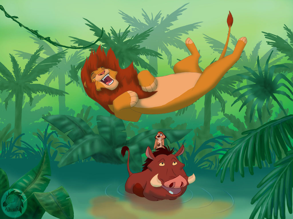 Simba Pumbaa And Timon On Log Wallpapers