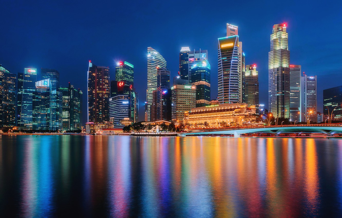 Singapore City At Night Wallpapers