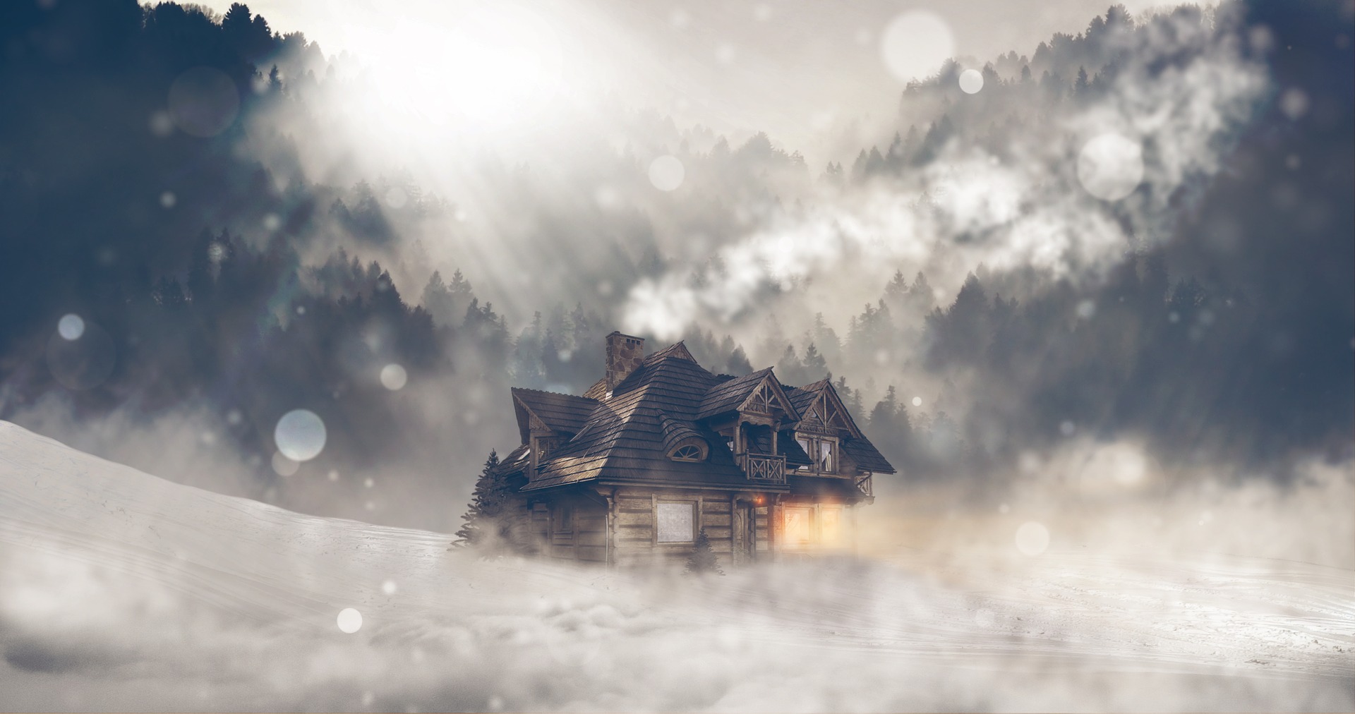 Single House In Fogy Winter Wallpapers