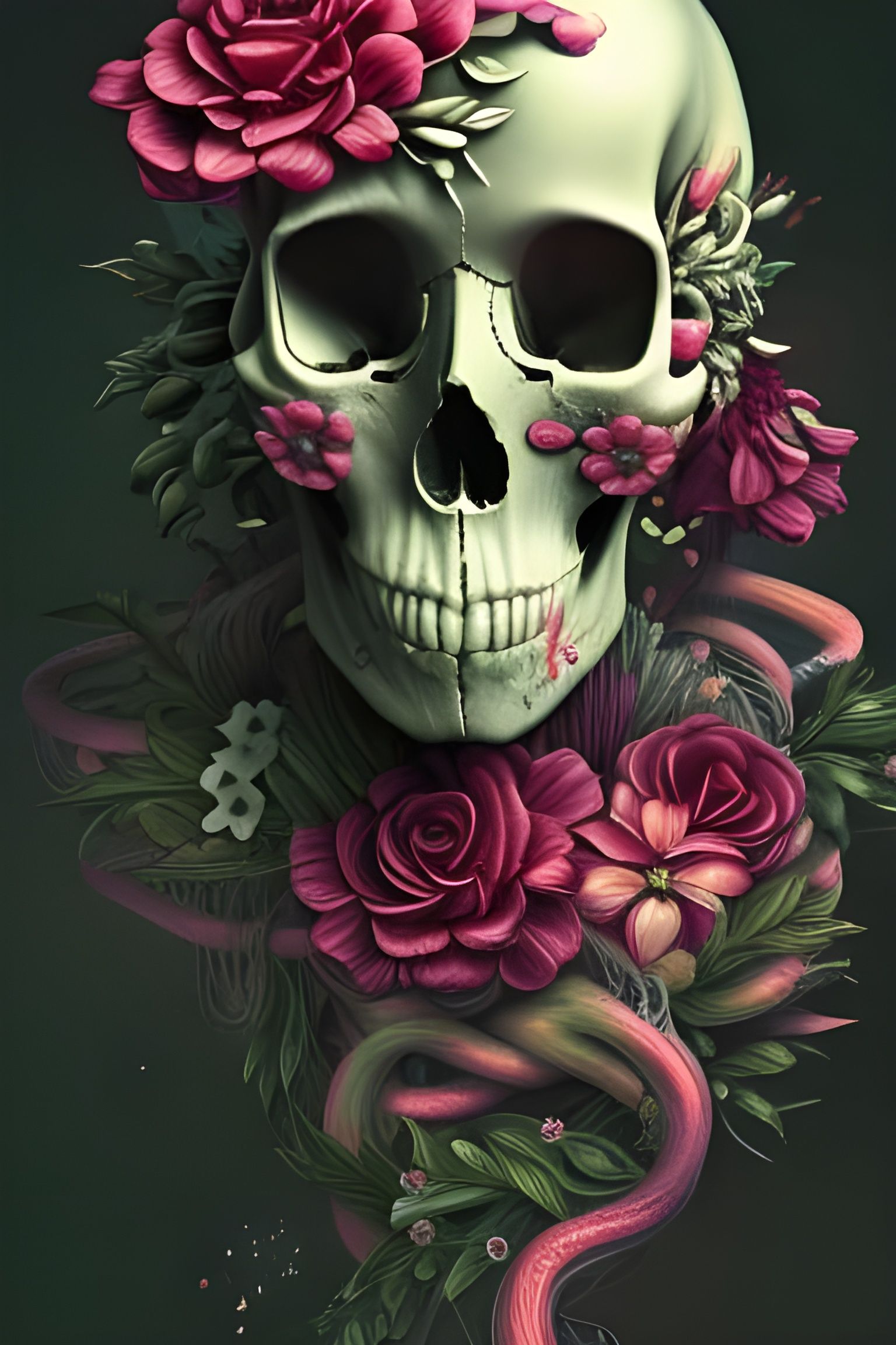 Skull And Flower Wallpapers