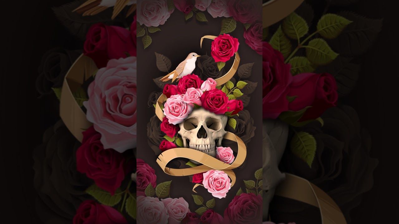 Skull Colorful Flowers Wallpapers