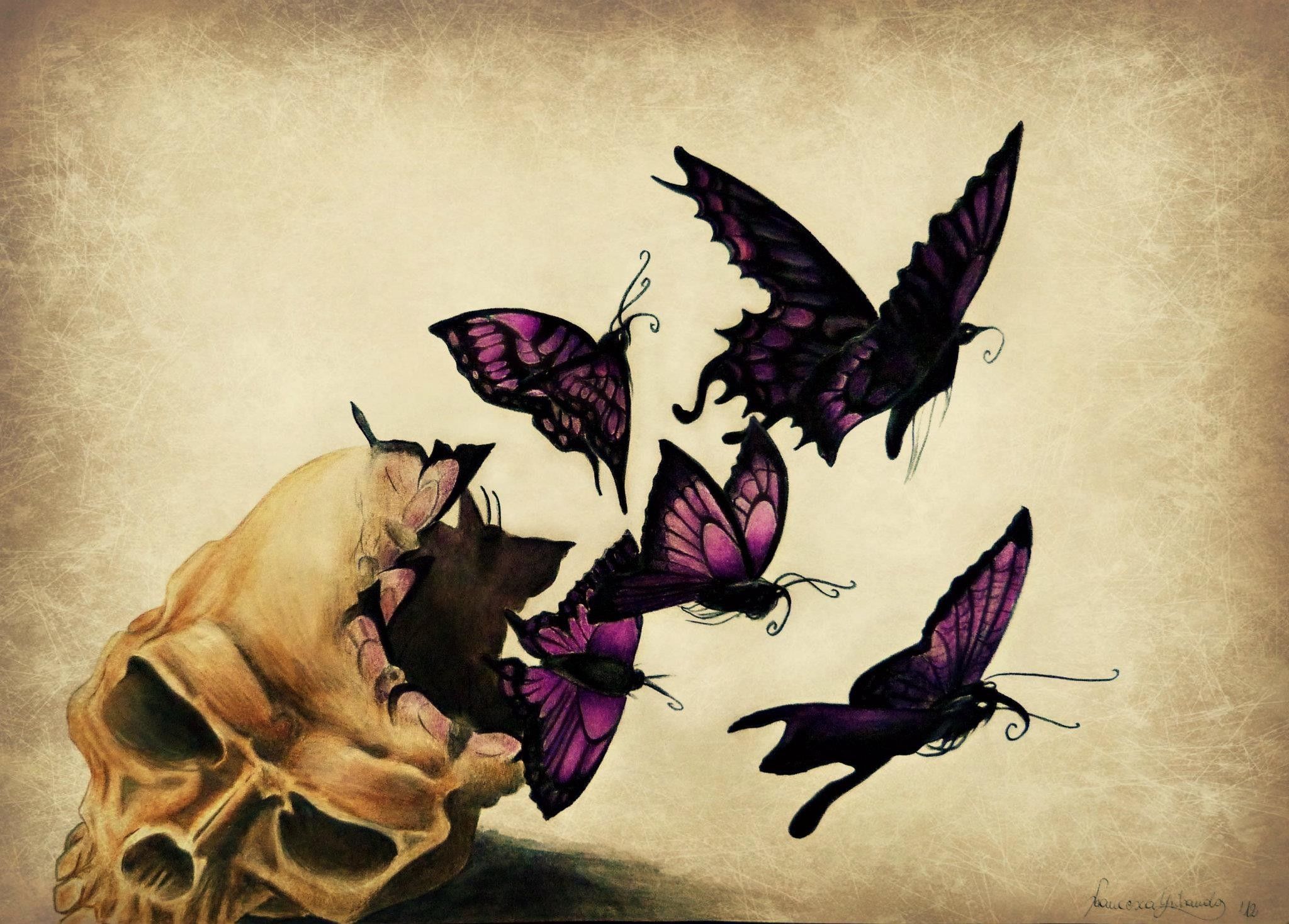 Skulls And Butterflies Wallpapers