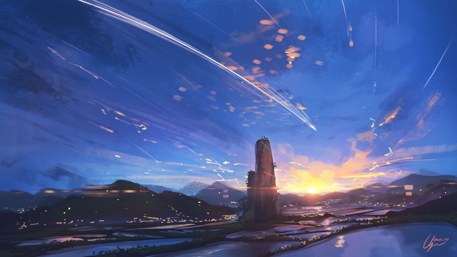 Sky Sunset Animeart Wallpapers