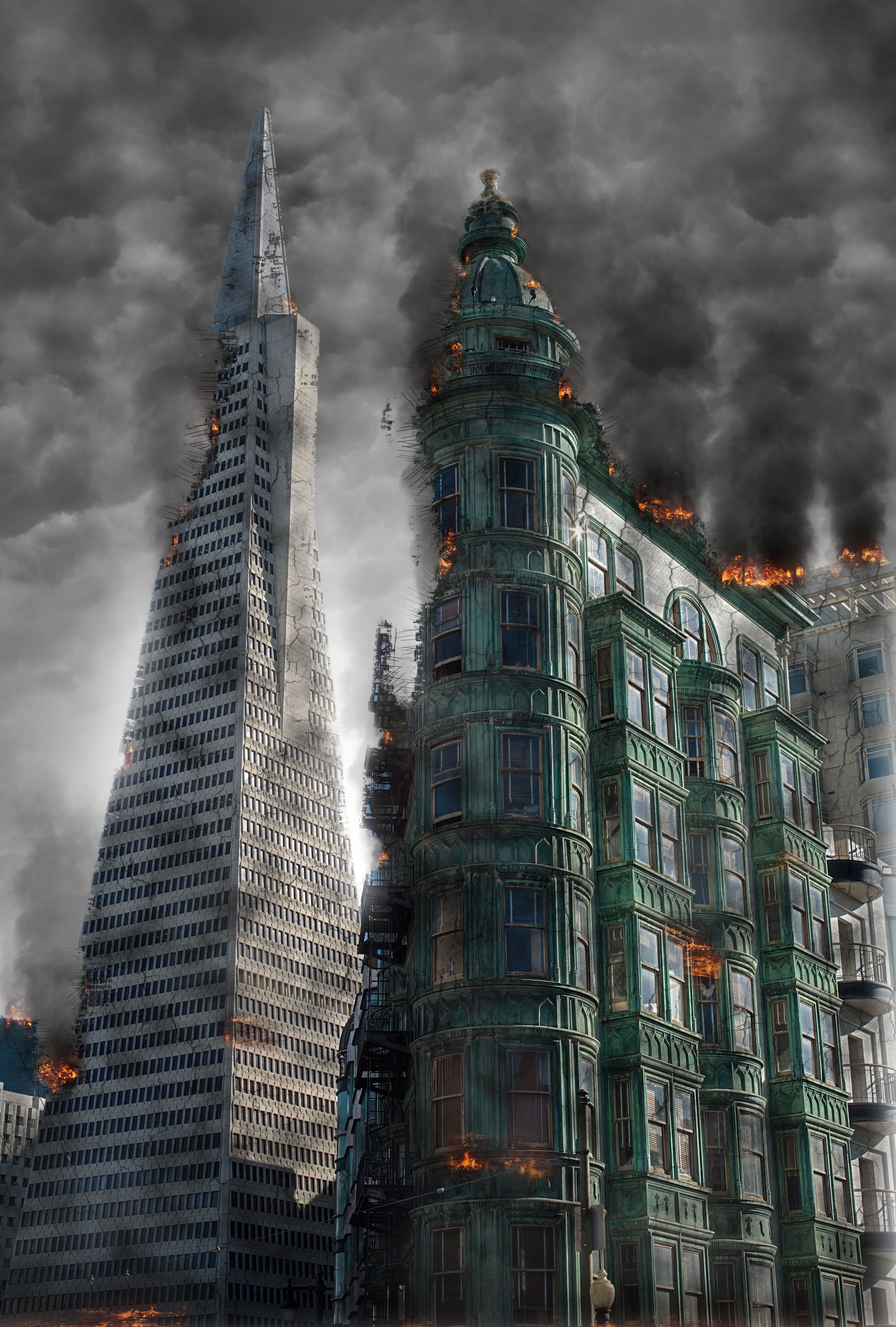 Skyscrapers Cover Under Scary Toxic Clouds Wallpapers