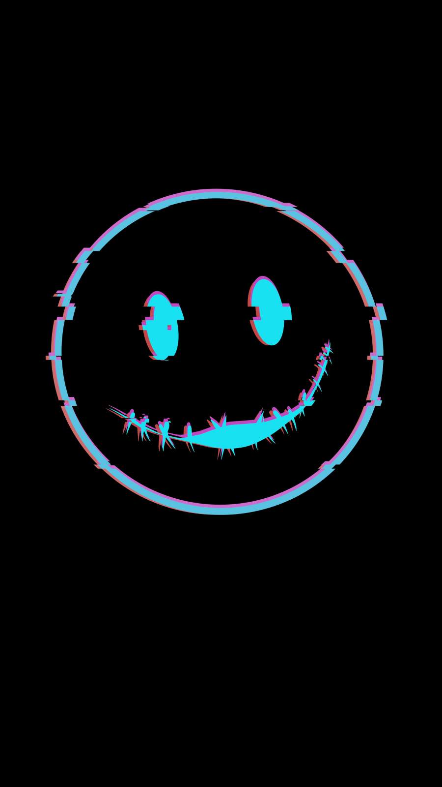 Smiley Glitch Dark Black Wallpapers