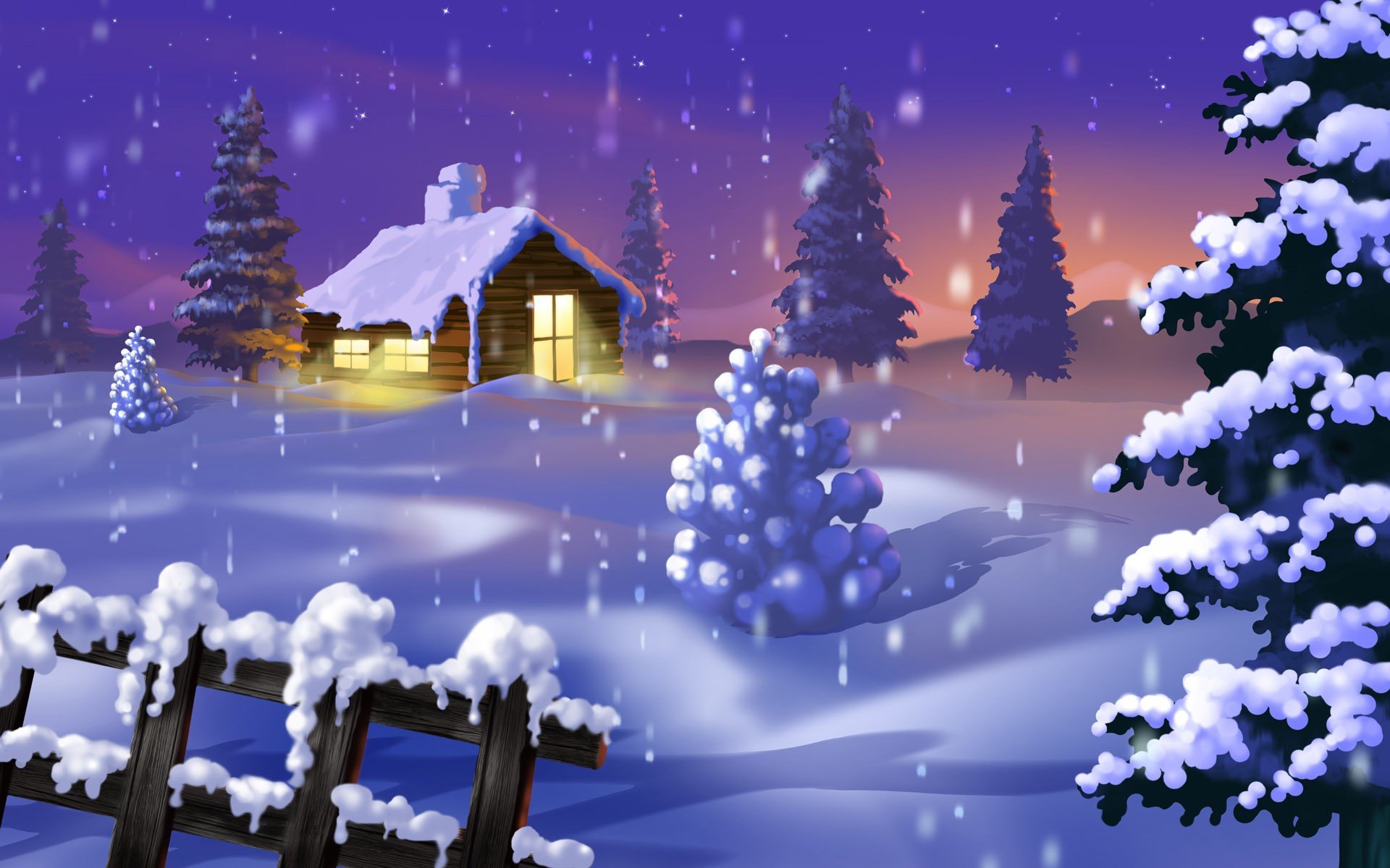 Snow At Night Wallpapers