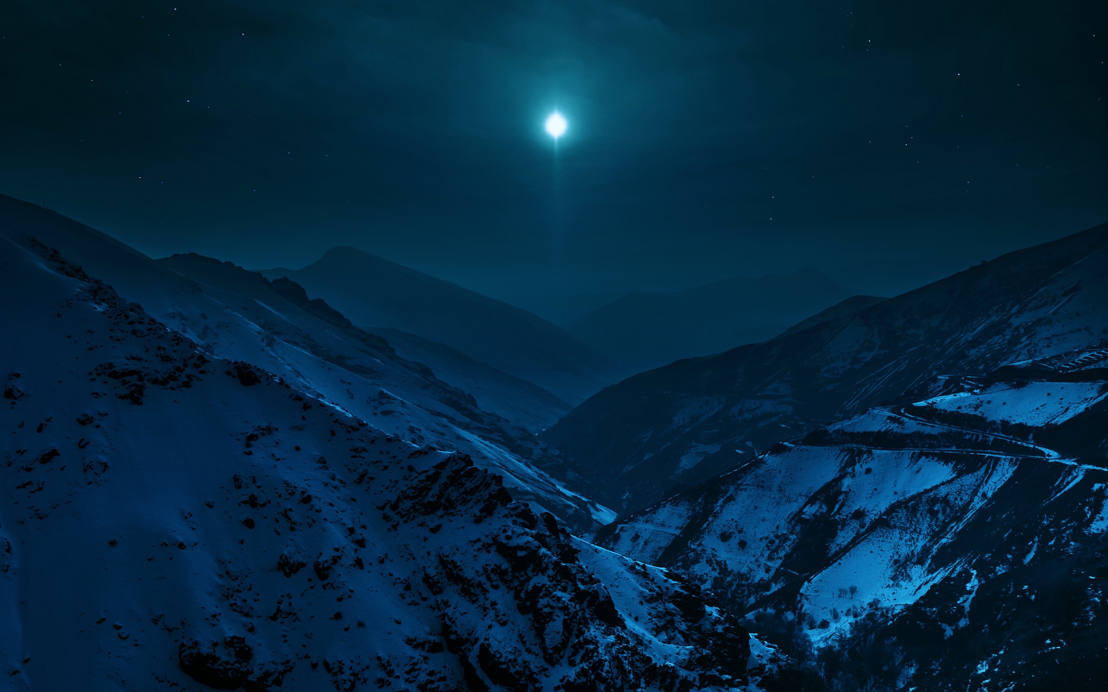 Snow Covered Mountains Under Black Cloudy Sky Wallpapers