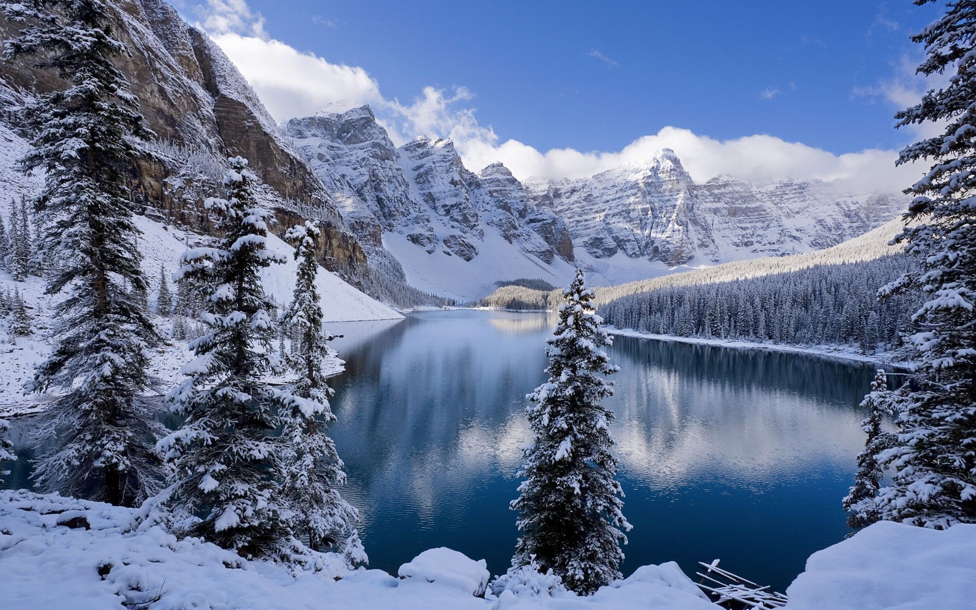 Snow Mountains Reflection On Lake Landscape Wallpapers