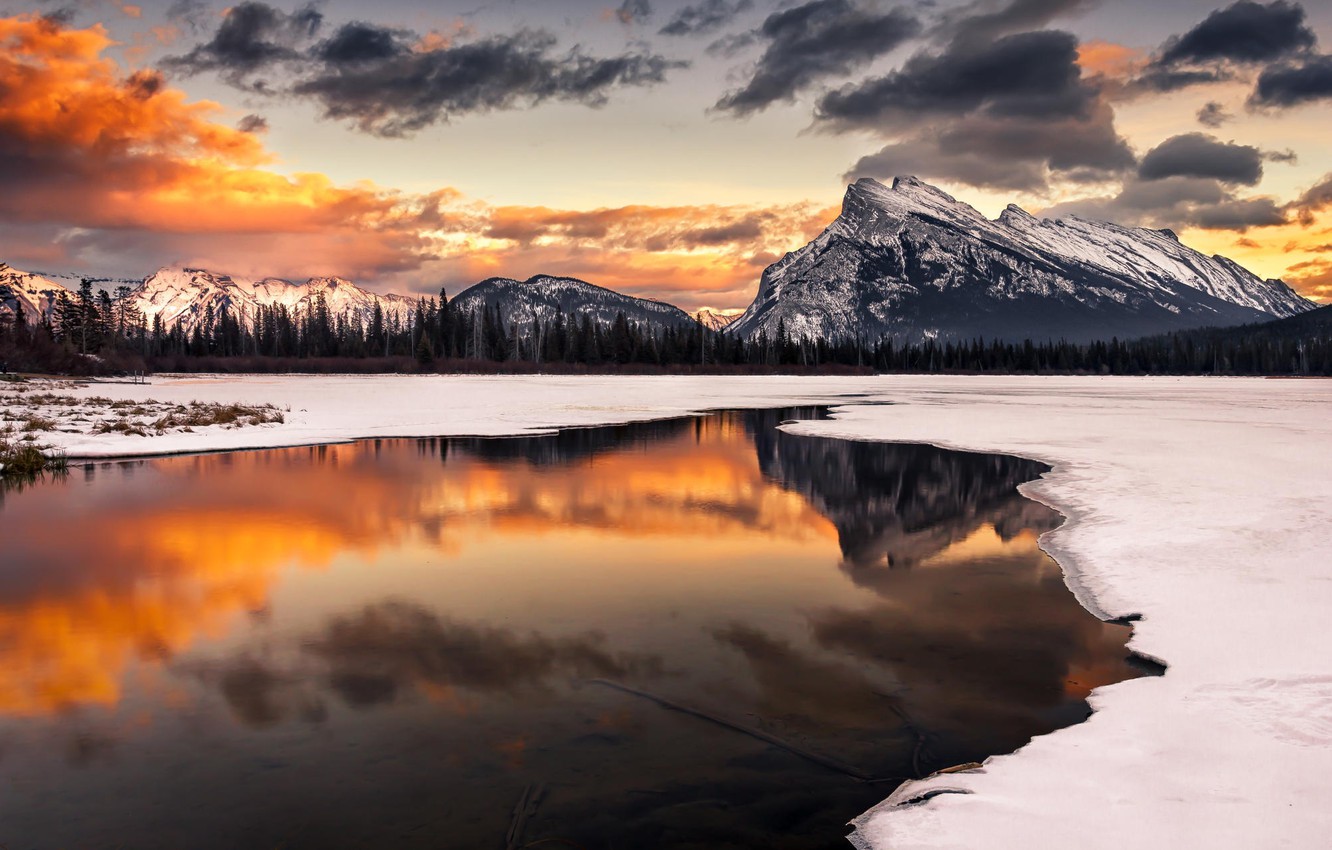 Snow Mountains Reflection On Lake Landscape Wallpapers