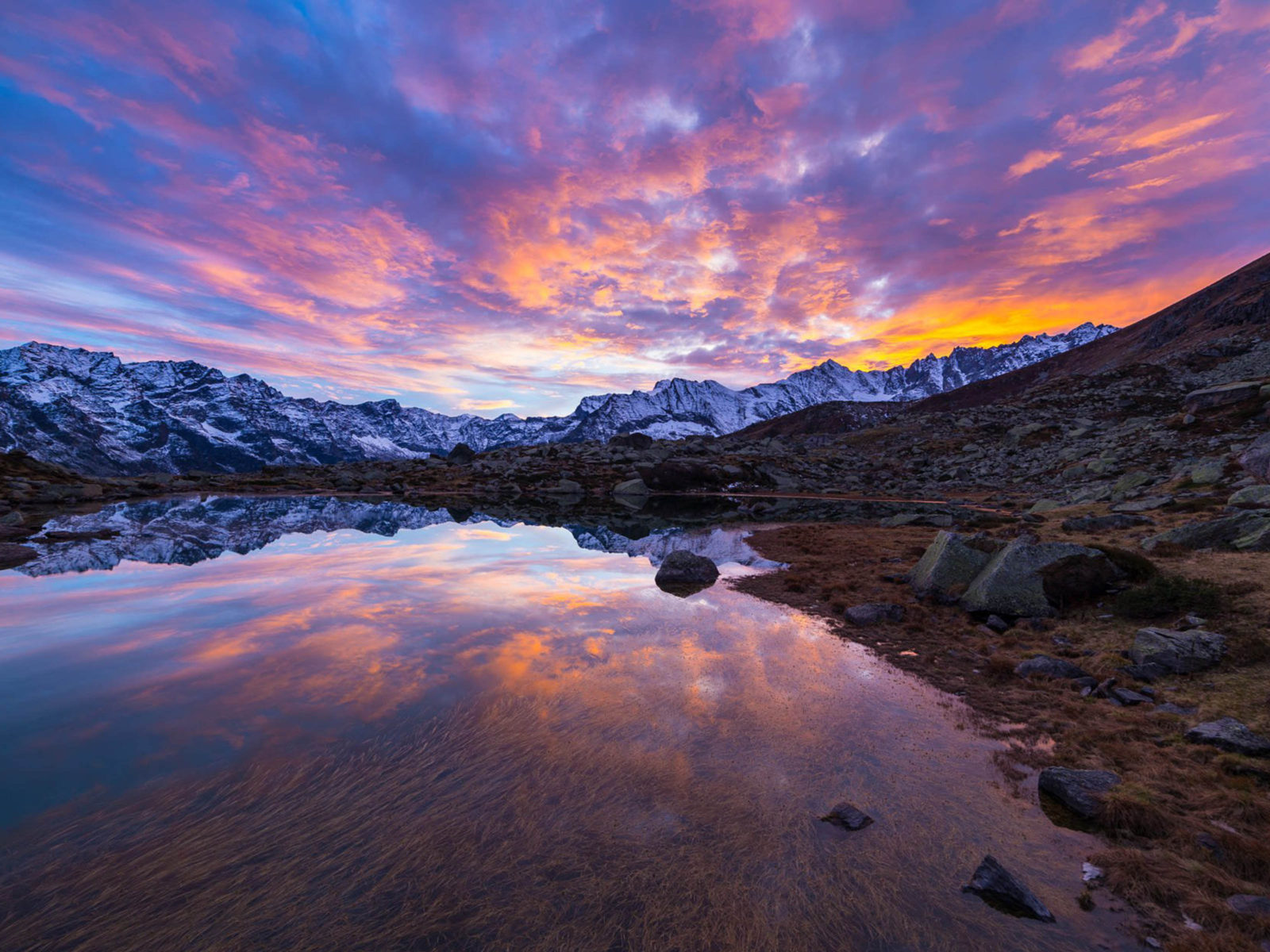 Snow Mountains Reflection On Lake Landscape Wallpapers