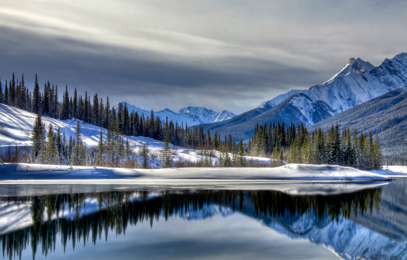 Snow Mountains Reflection On Lake Landscape Wallpapers