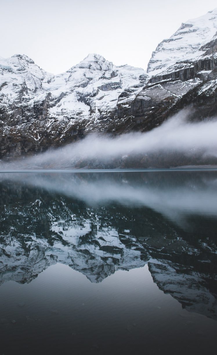 Snow Mountains Reflection On Lake Landscape Wallpapers