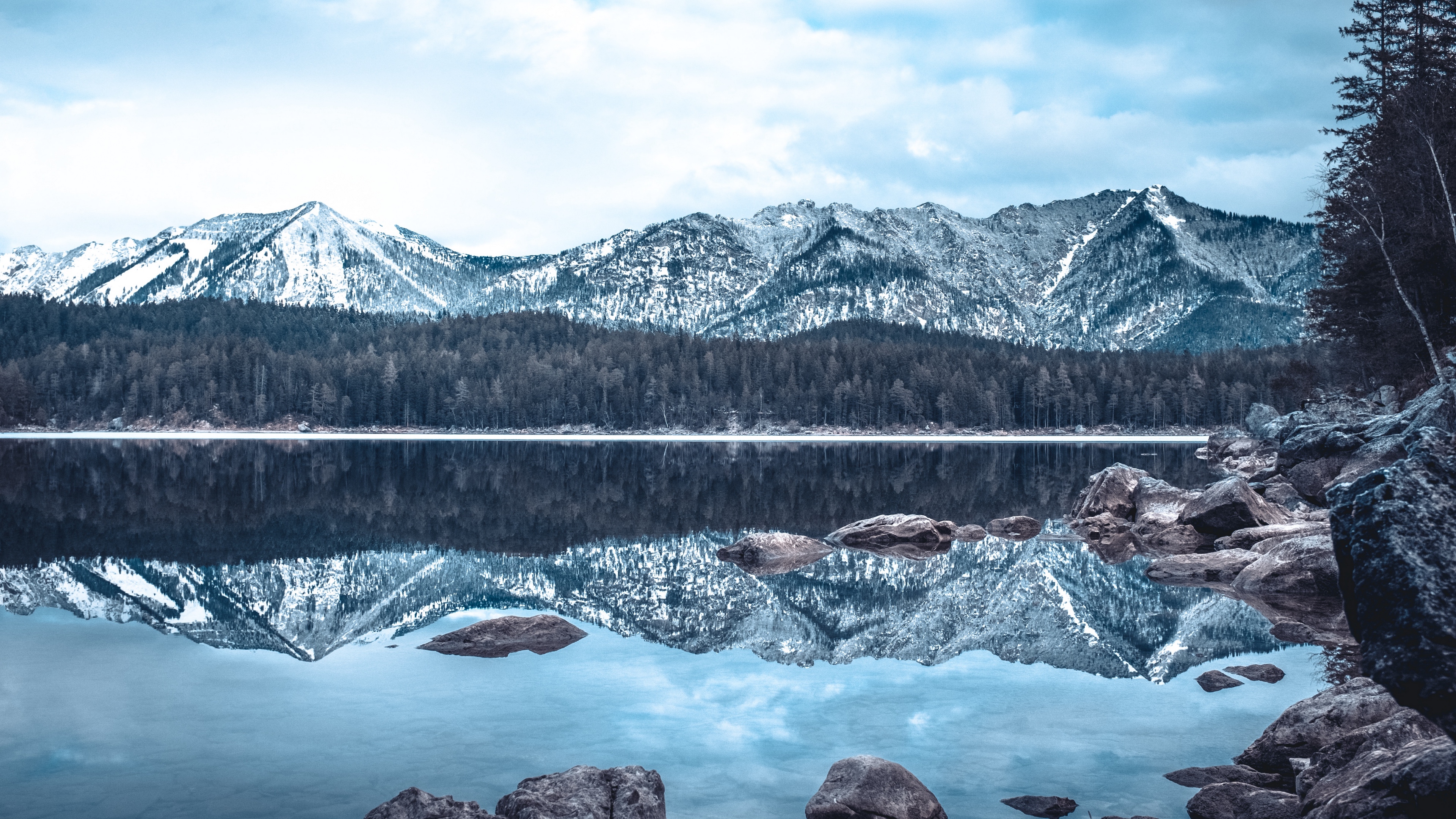 Snow Mountains Reflection On Lake Landscape Wallpapers