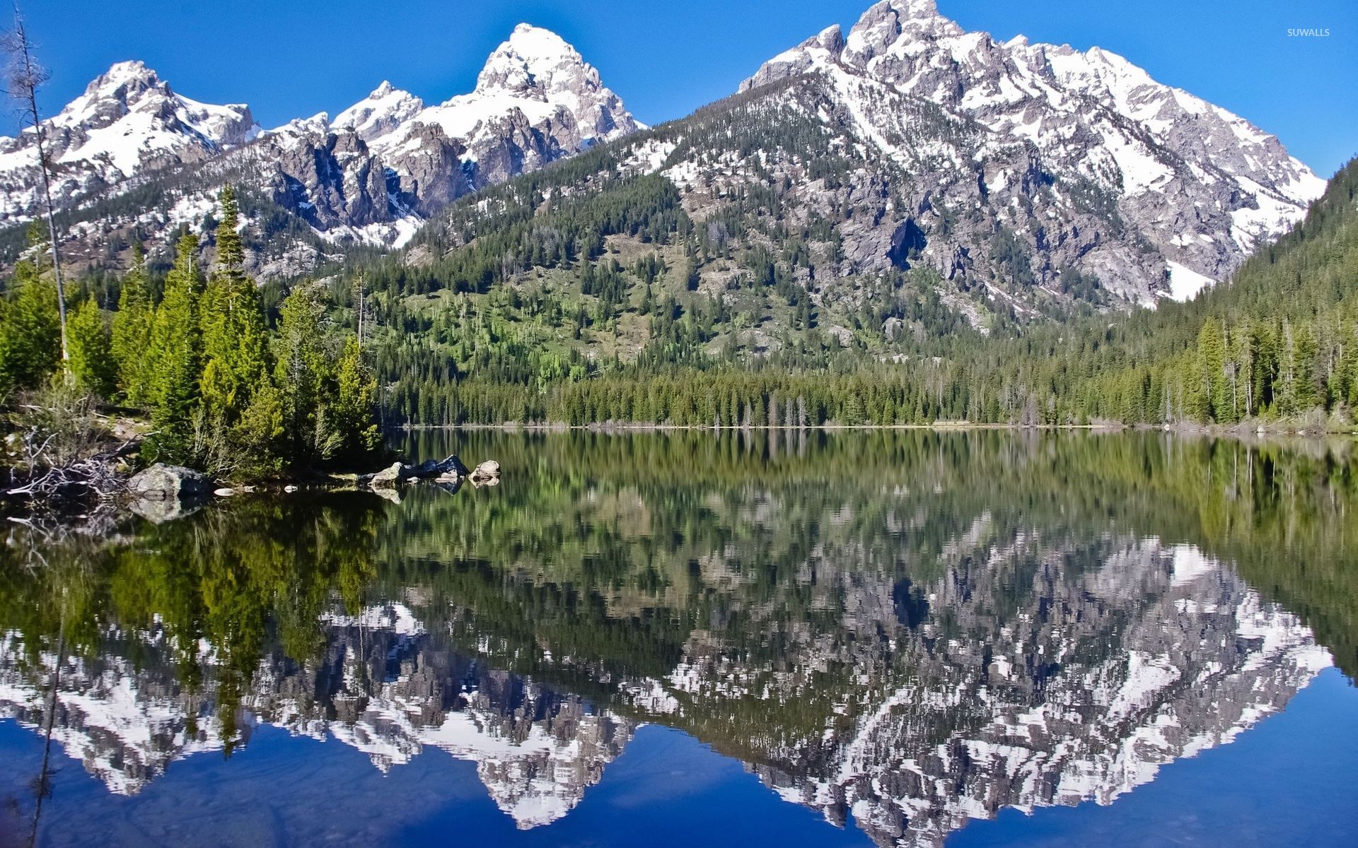 Snow Mountains Reflection On Lake Landscape Wallpapers