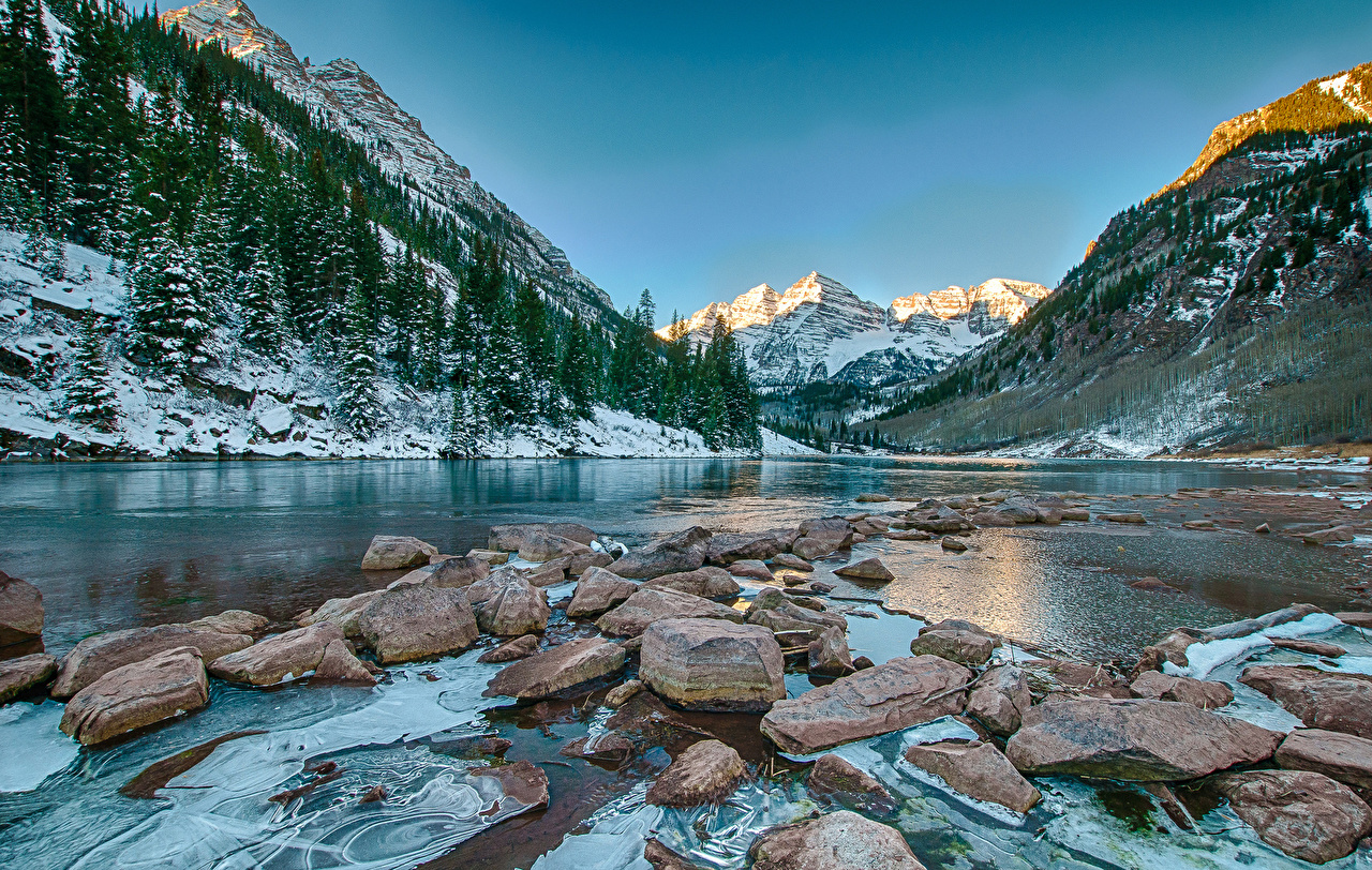 Snow Mountains Stones Wallpapers