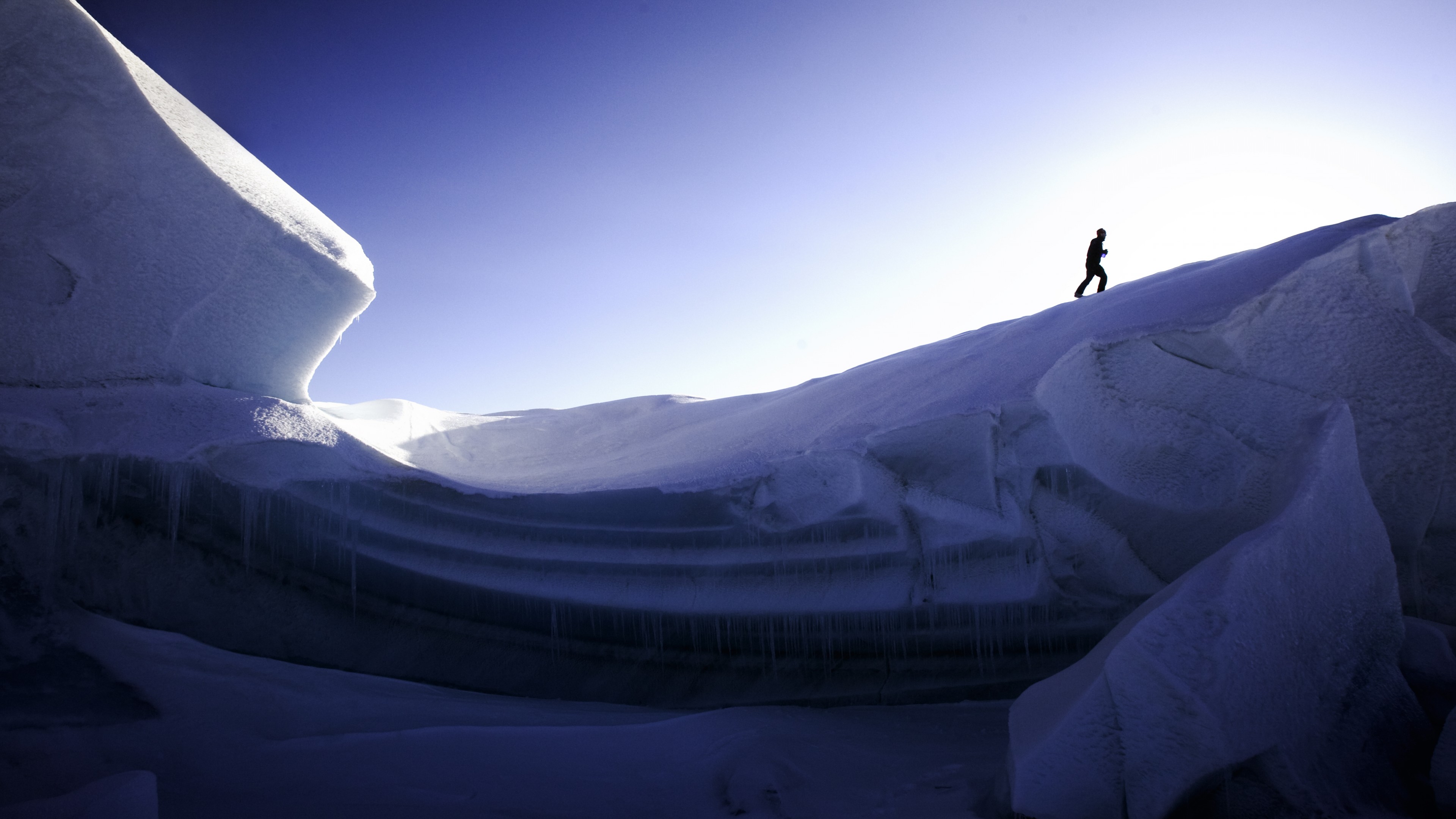 Snow On A Mountain Behind The Desert Wallpapers