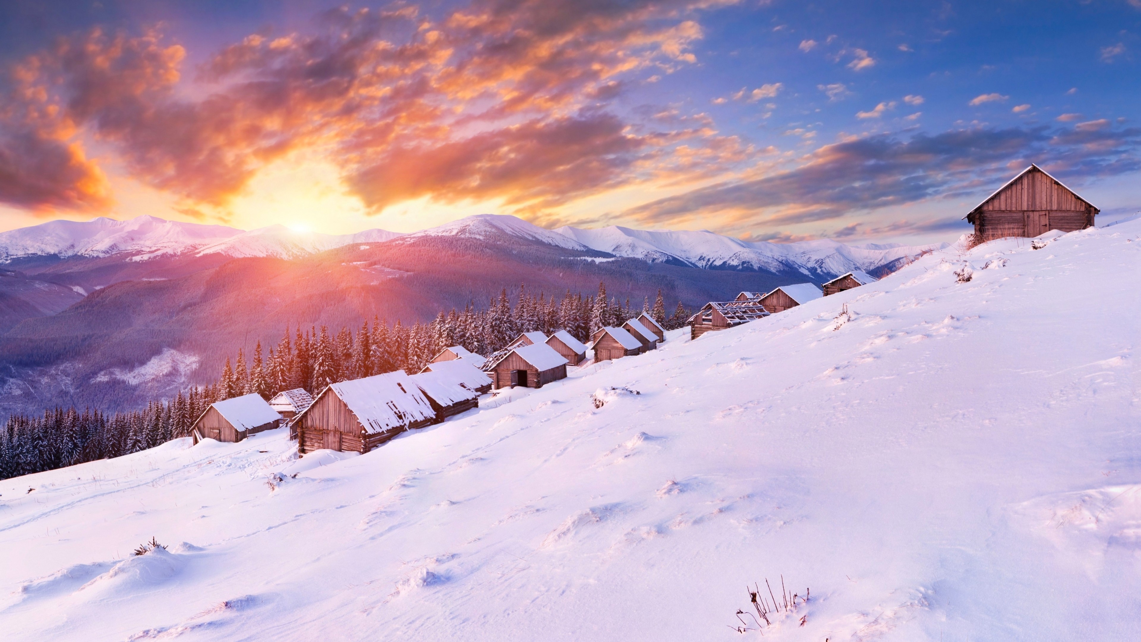 Snow Sunset Wallpapers