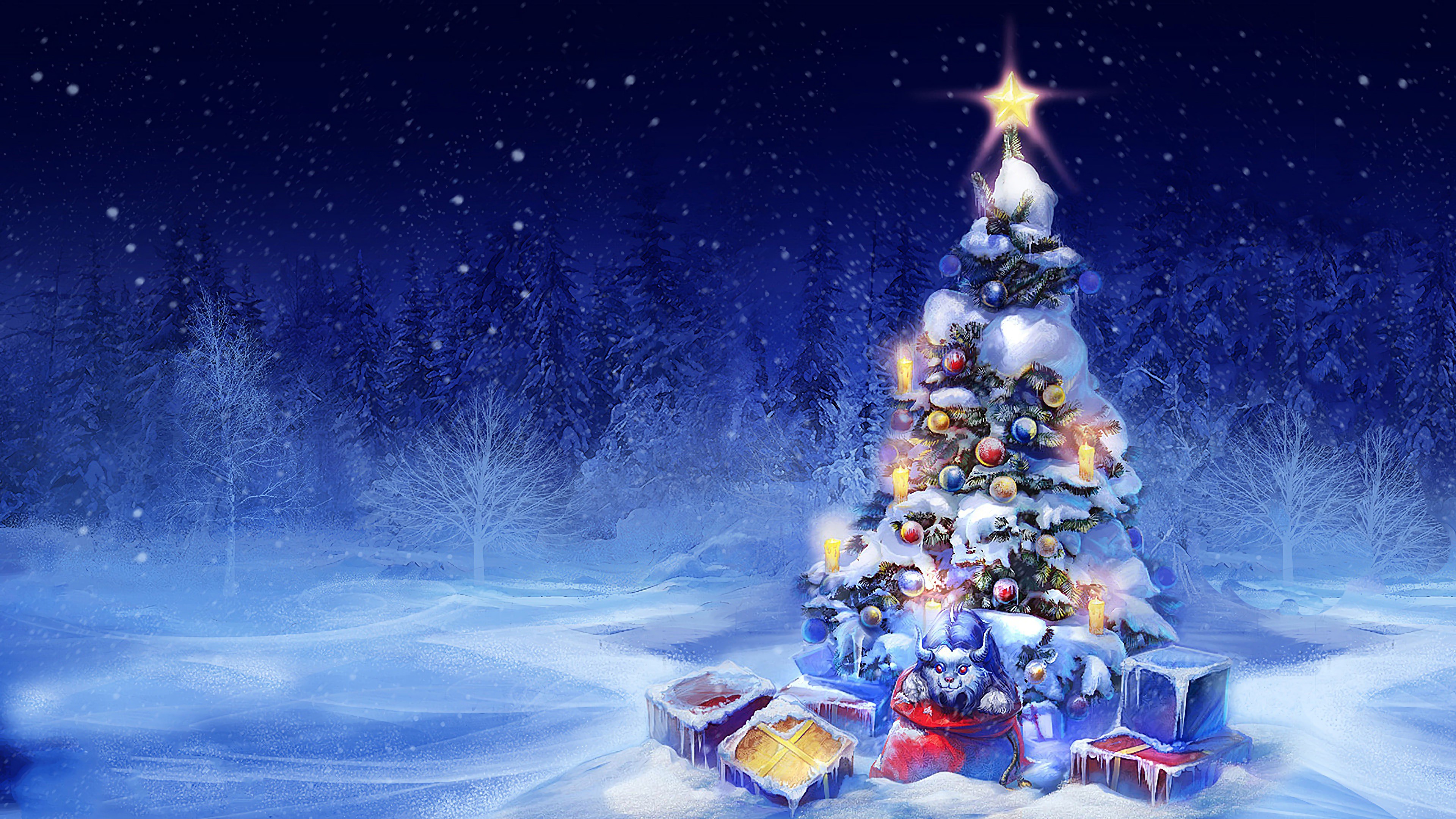 Snowey Christmas Trees Wallpapers