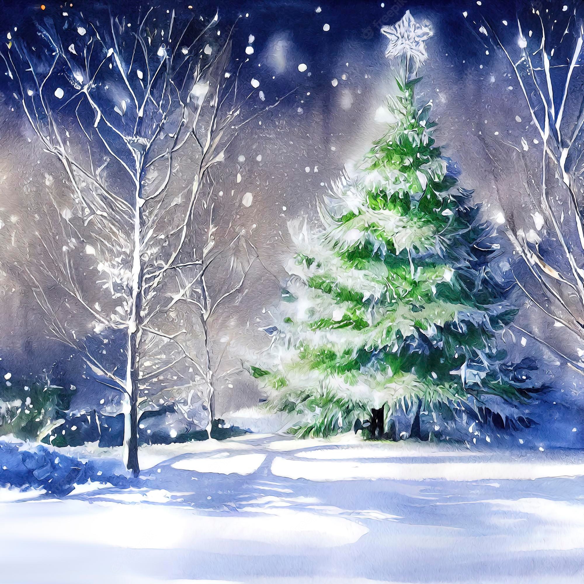 Snowey Christmas Trees Wallpapers