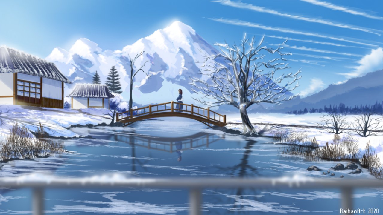 Snowy Anime Background