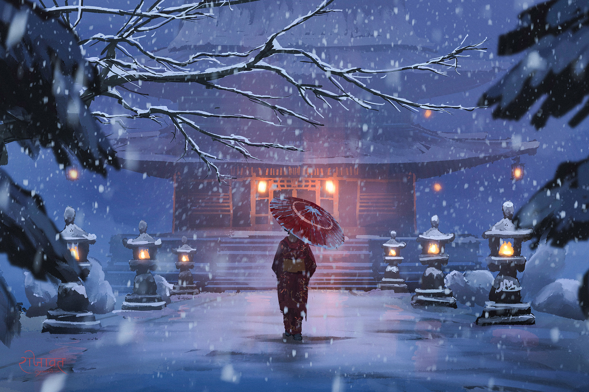 Snowy Anime Background