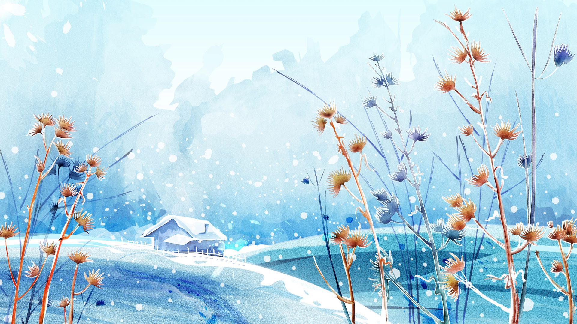 Snowy Anime Background