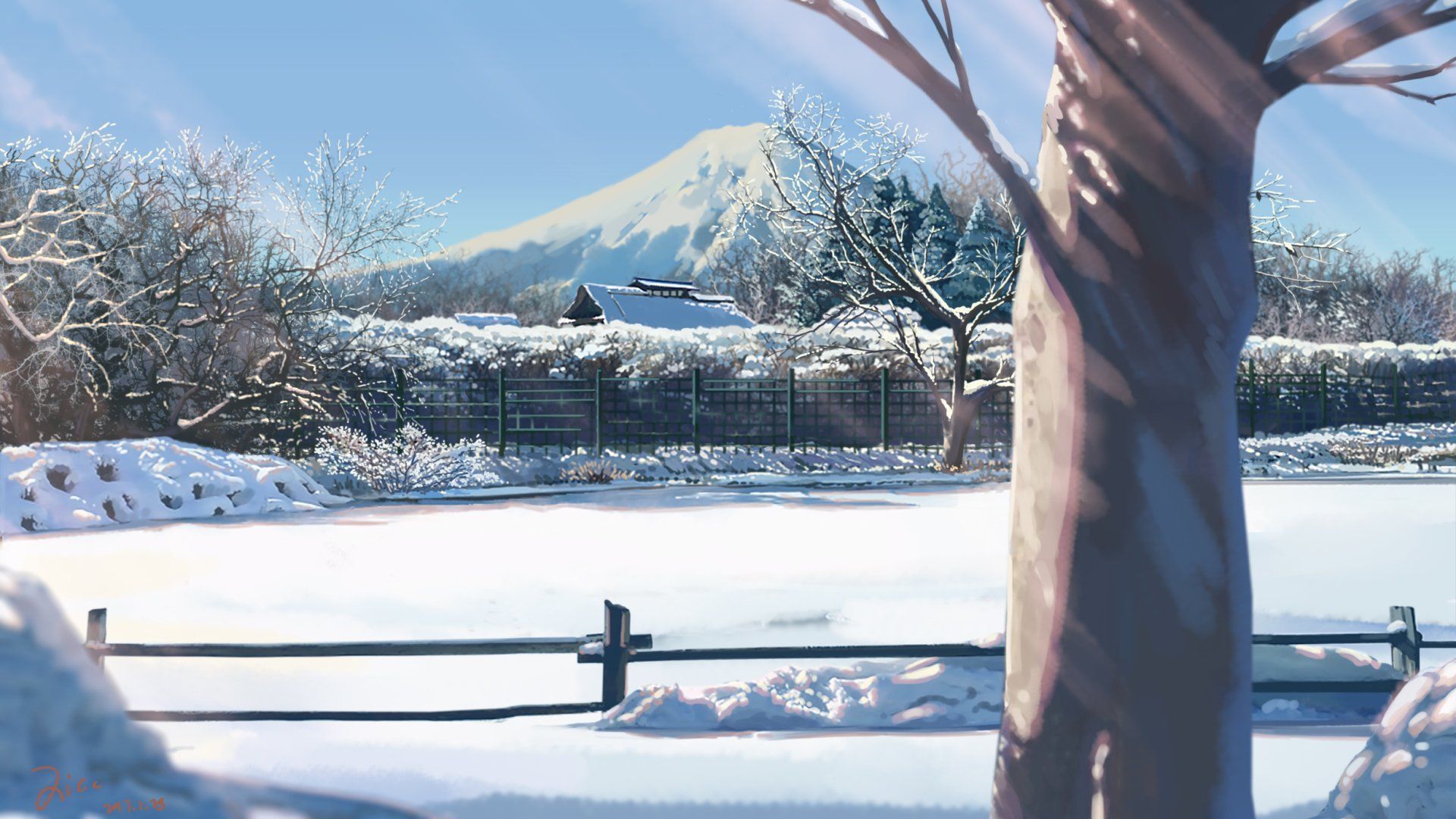 Snowy Anime Background