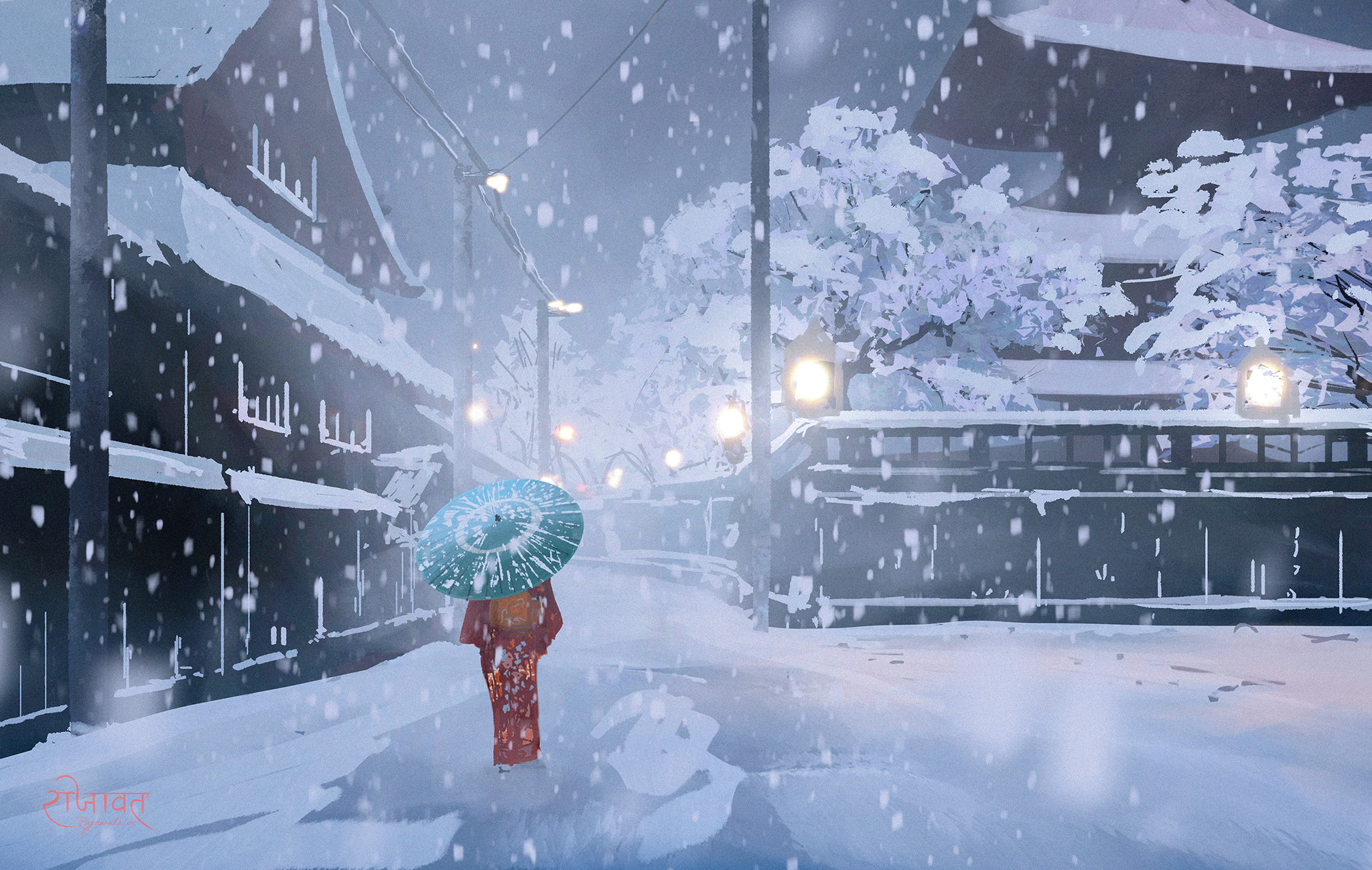 Snowy Anime Background