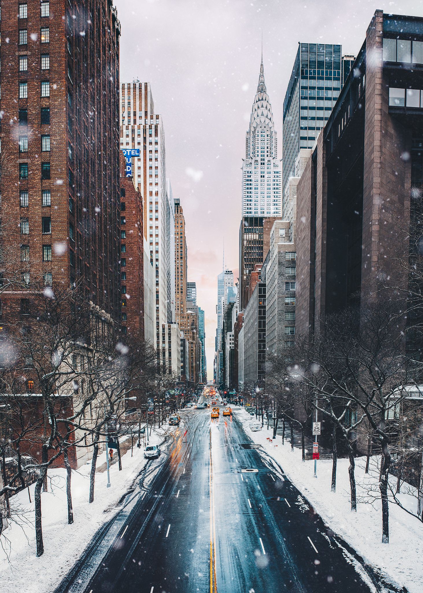 Snowy City Background