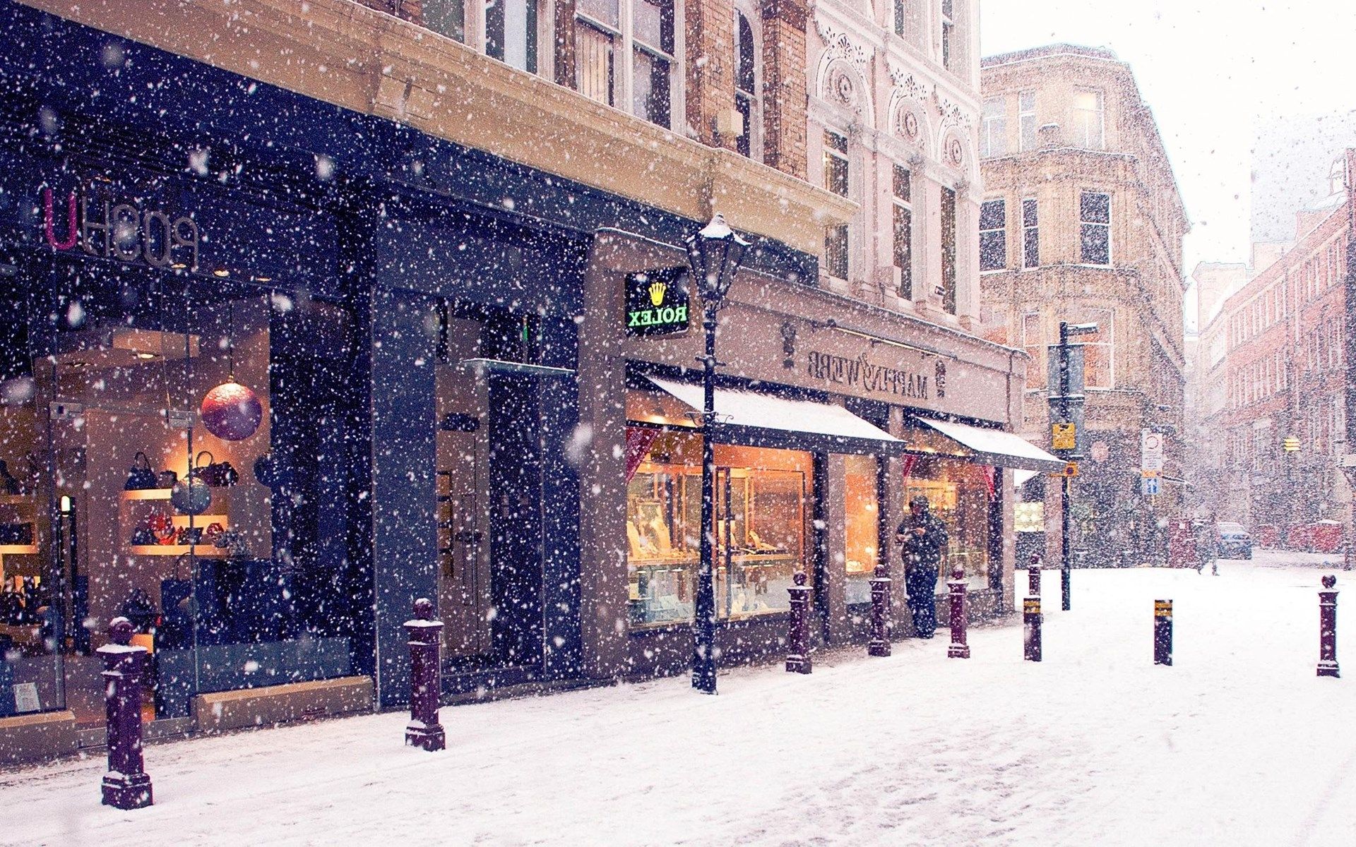 Snowy City Background