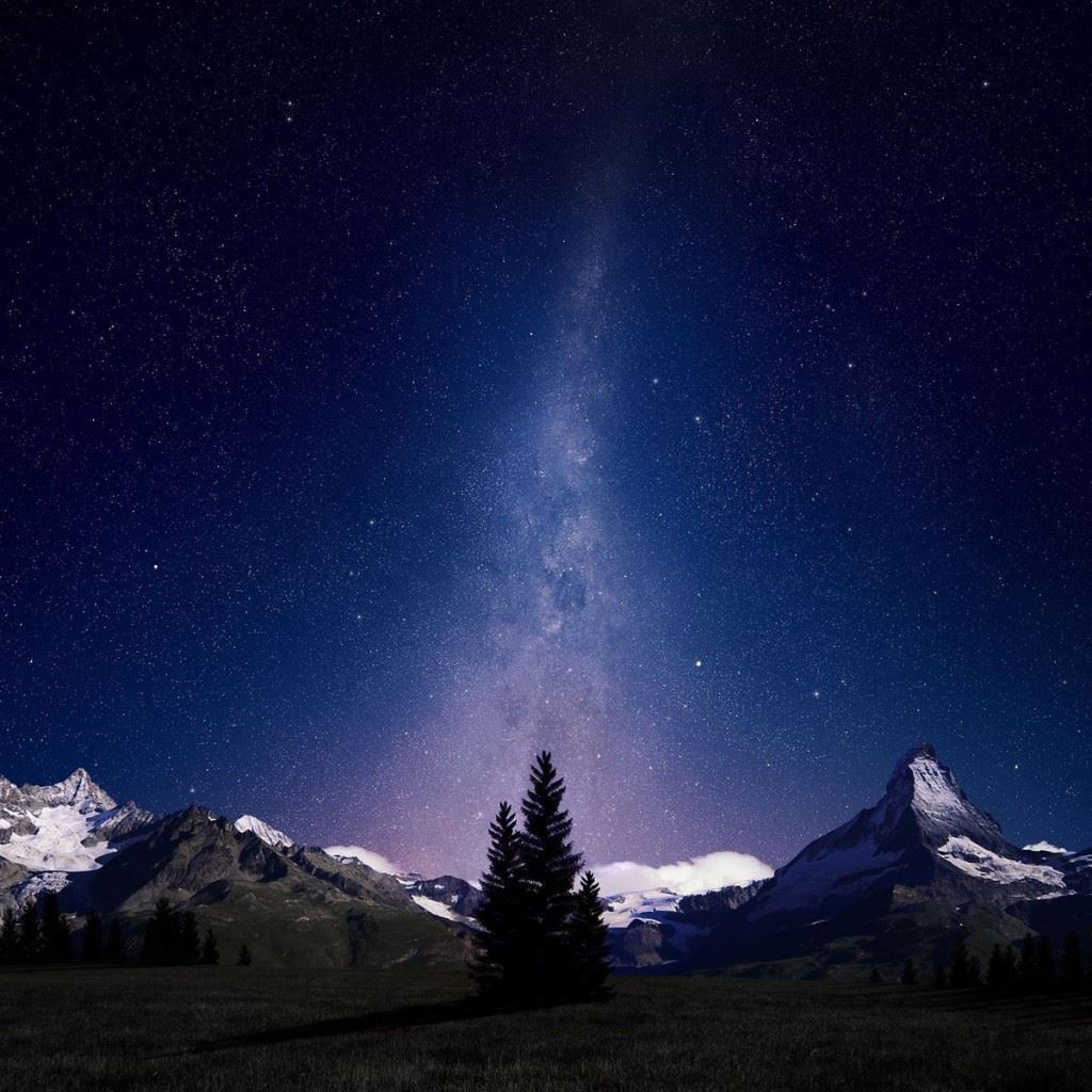 Snowy Mountains At Starry Night Wallpapers