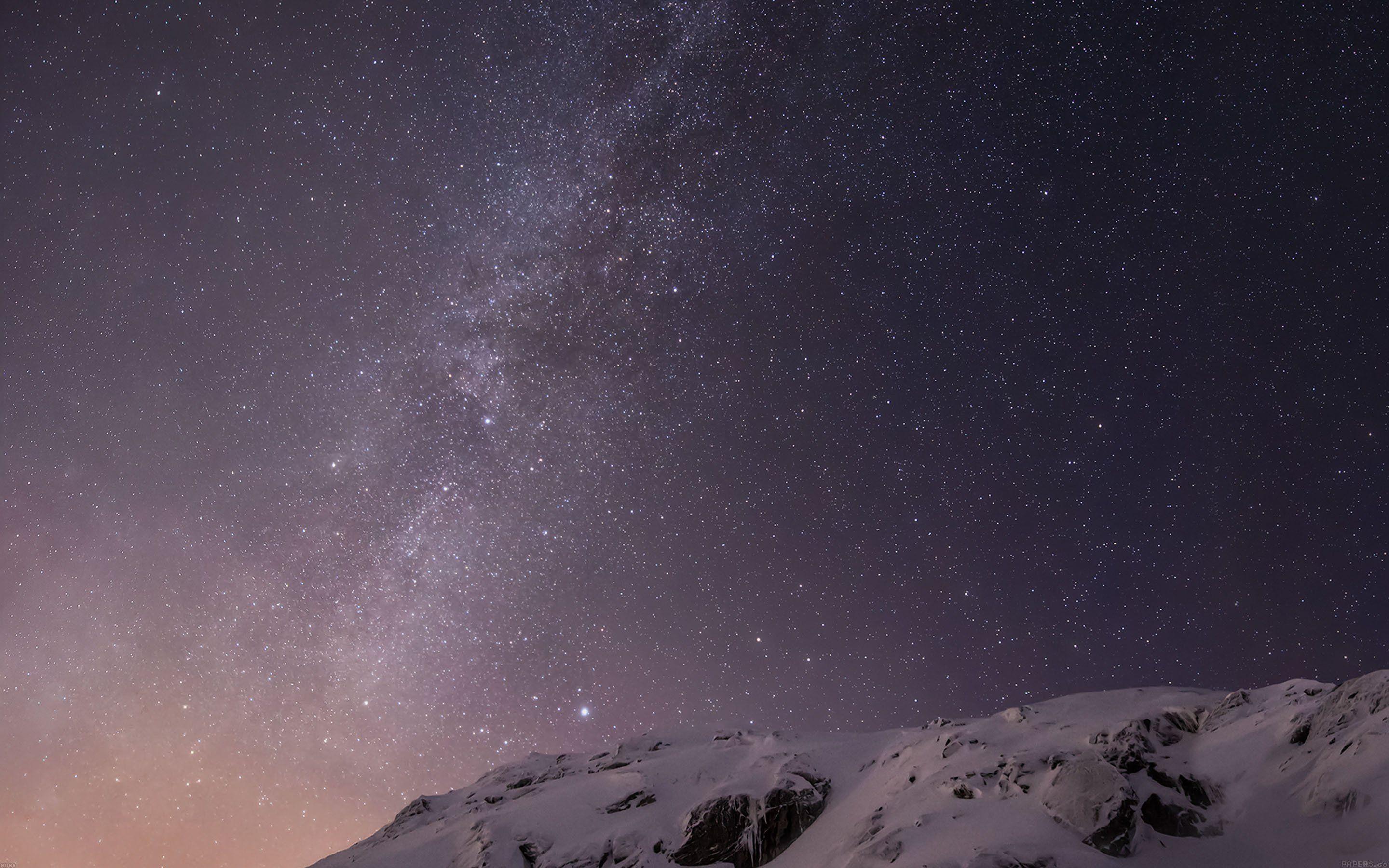 Snowy Mountains At Starry Night Wallpapers