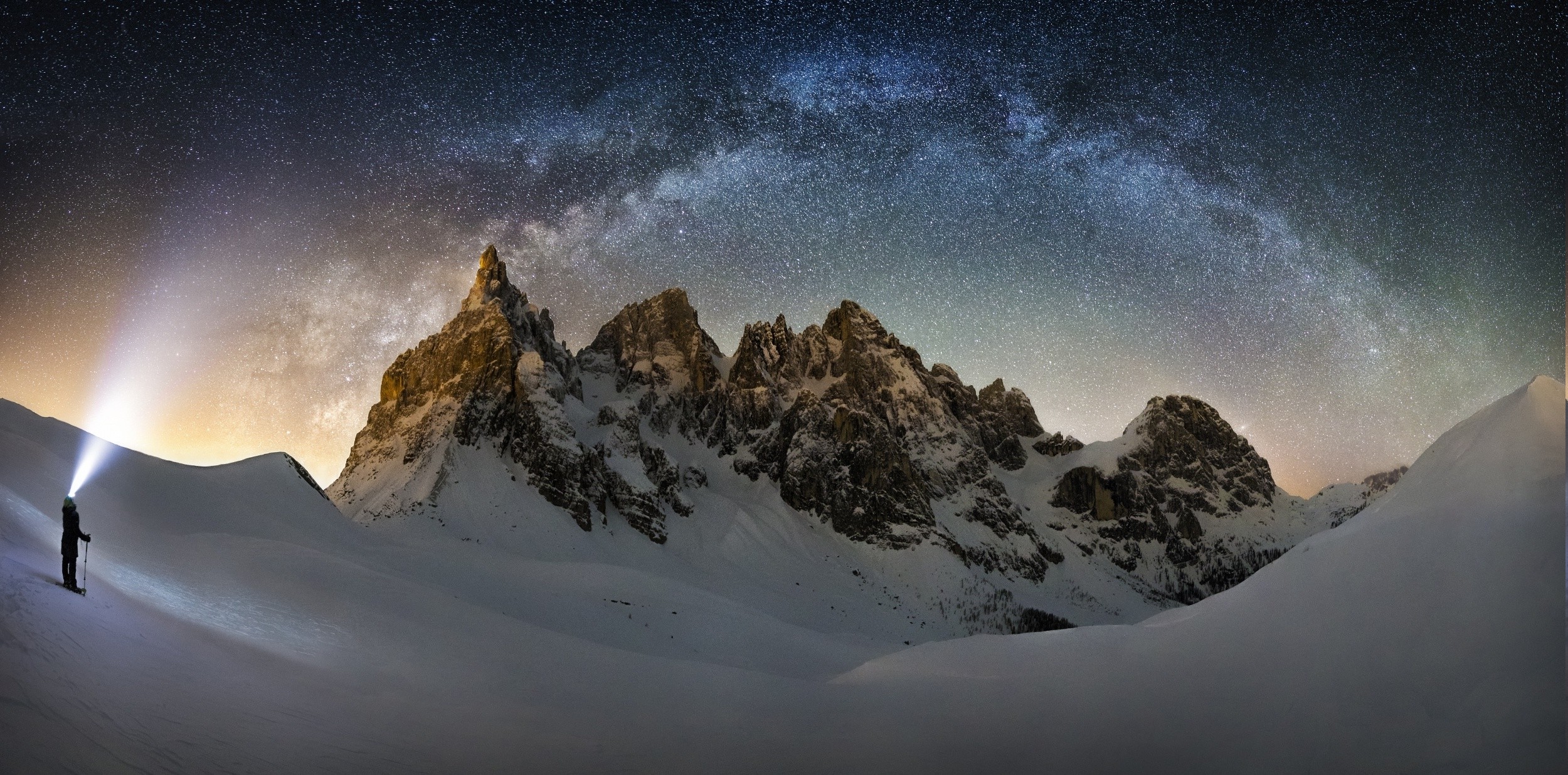 Snowy Mountains At Starry Night Wallpapers