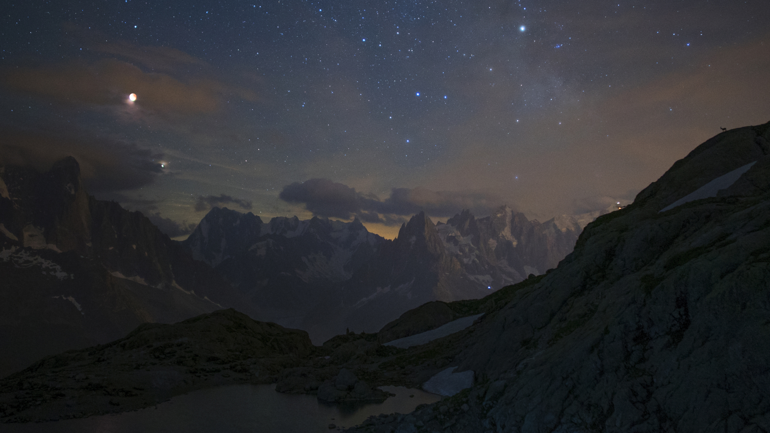 Snowy Mountains At Starry Night Wallpapers