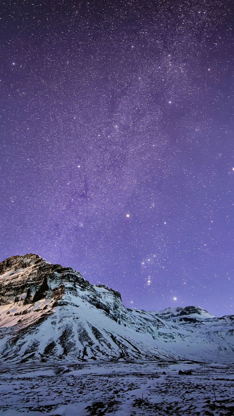 Snowy Mountains At Starry Night Wallpapers