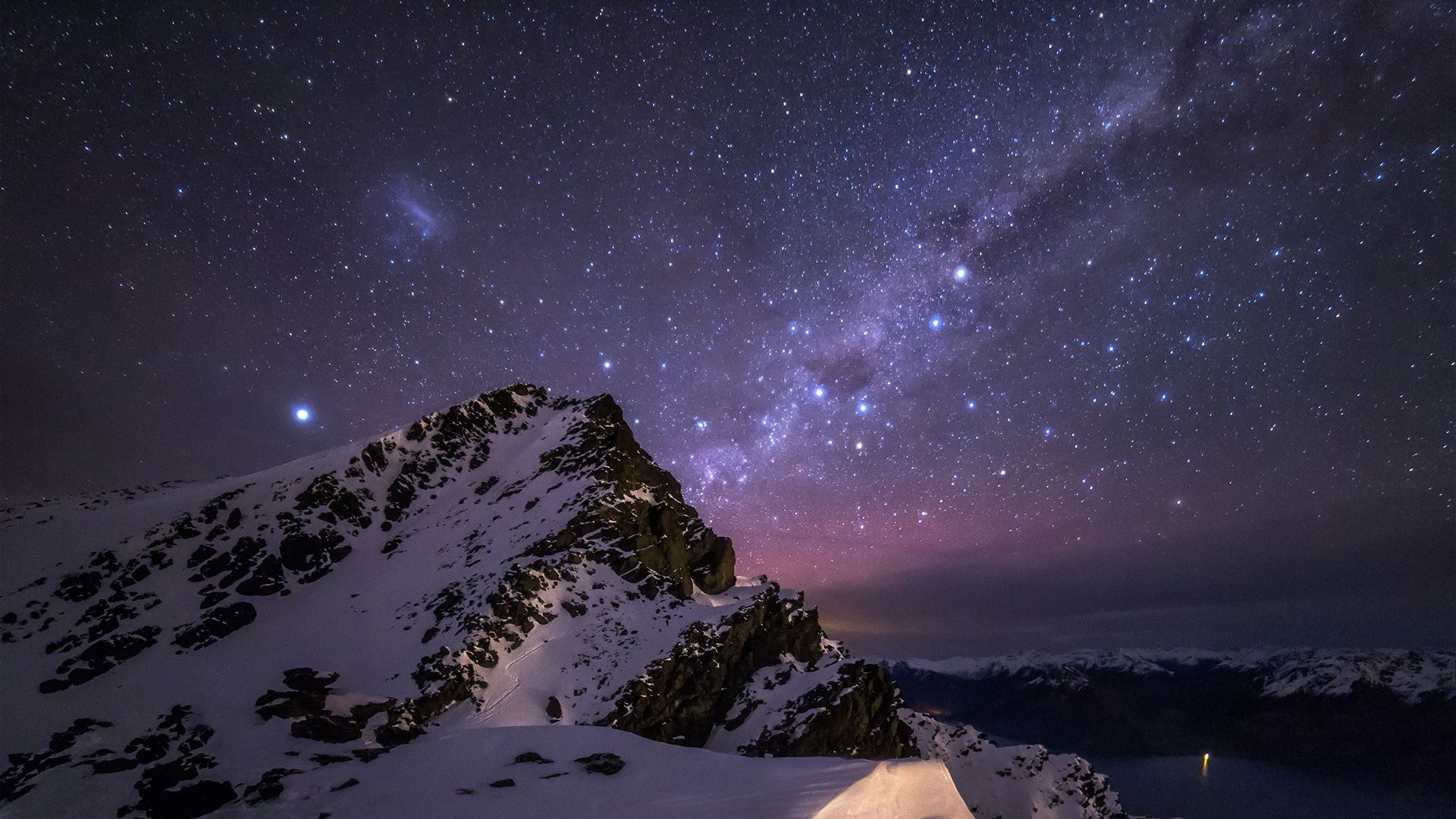 Snowy Mountains At Starry Night Wallpapers