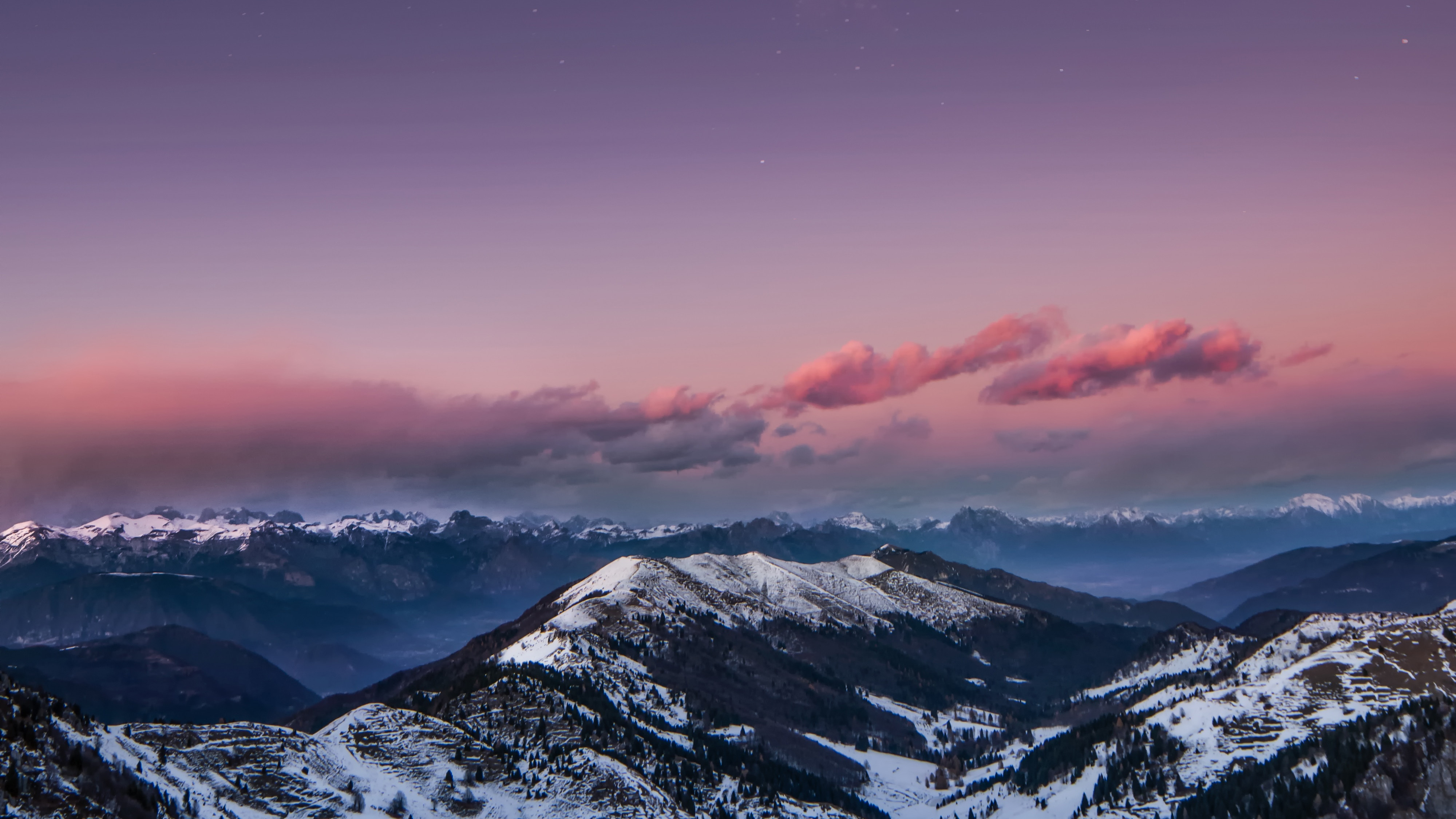 Snowy Mountains At Starry Night Wallpapers