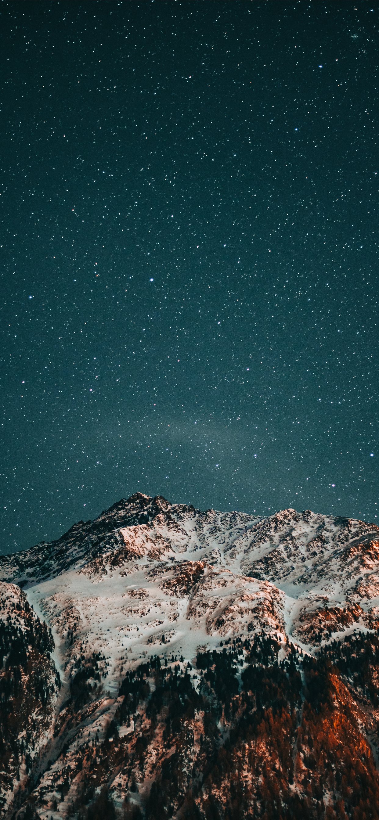 Snowy Mountains At Starry Night Wallpapers