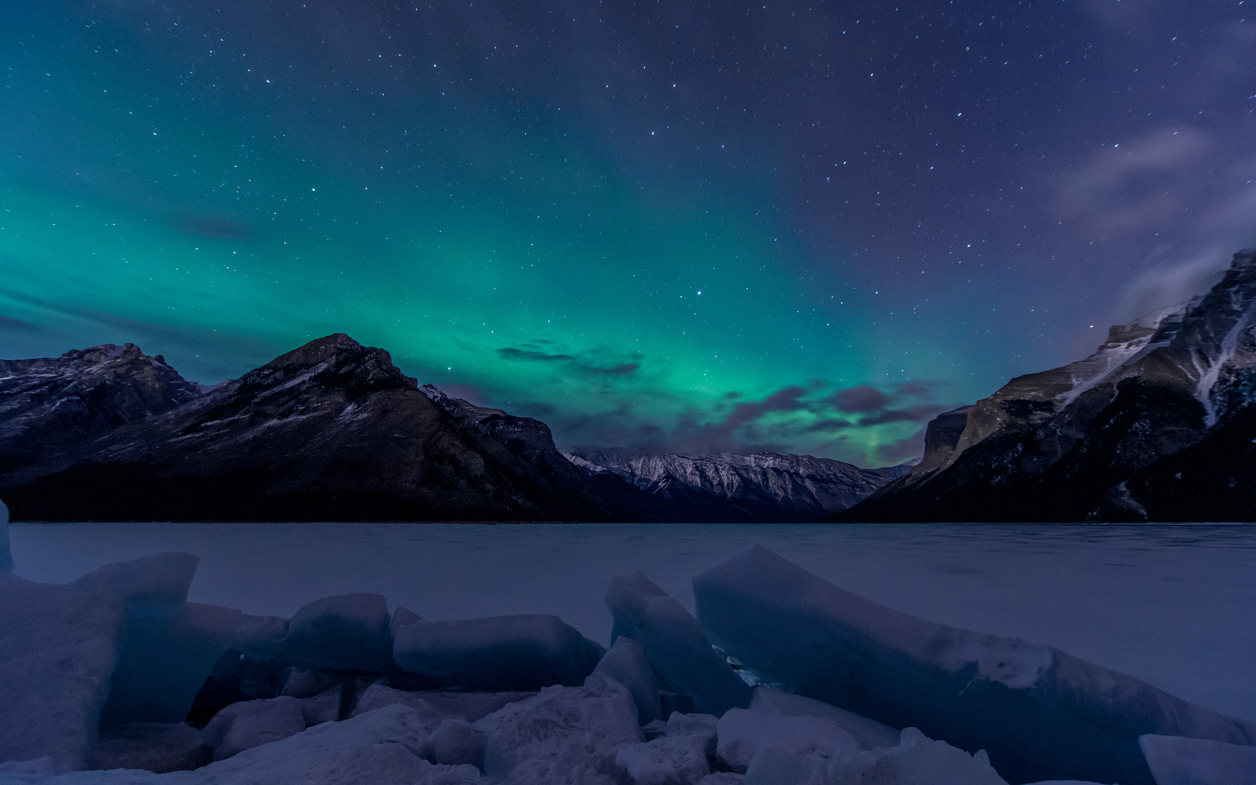 Snowy Mountains At Starry Night Wallpapers