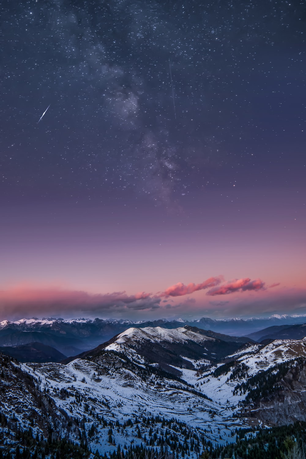 Snowy Mountains At Starry Night Wallpapers