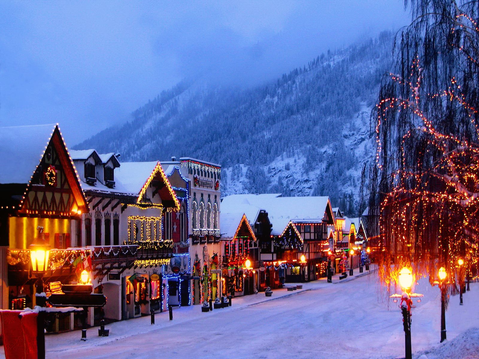 Snowy Village Background