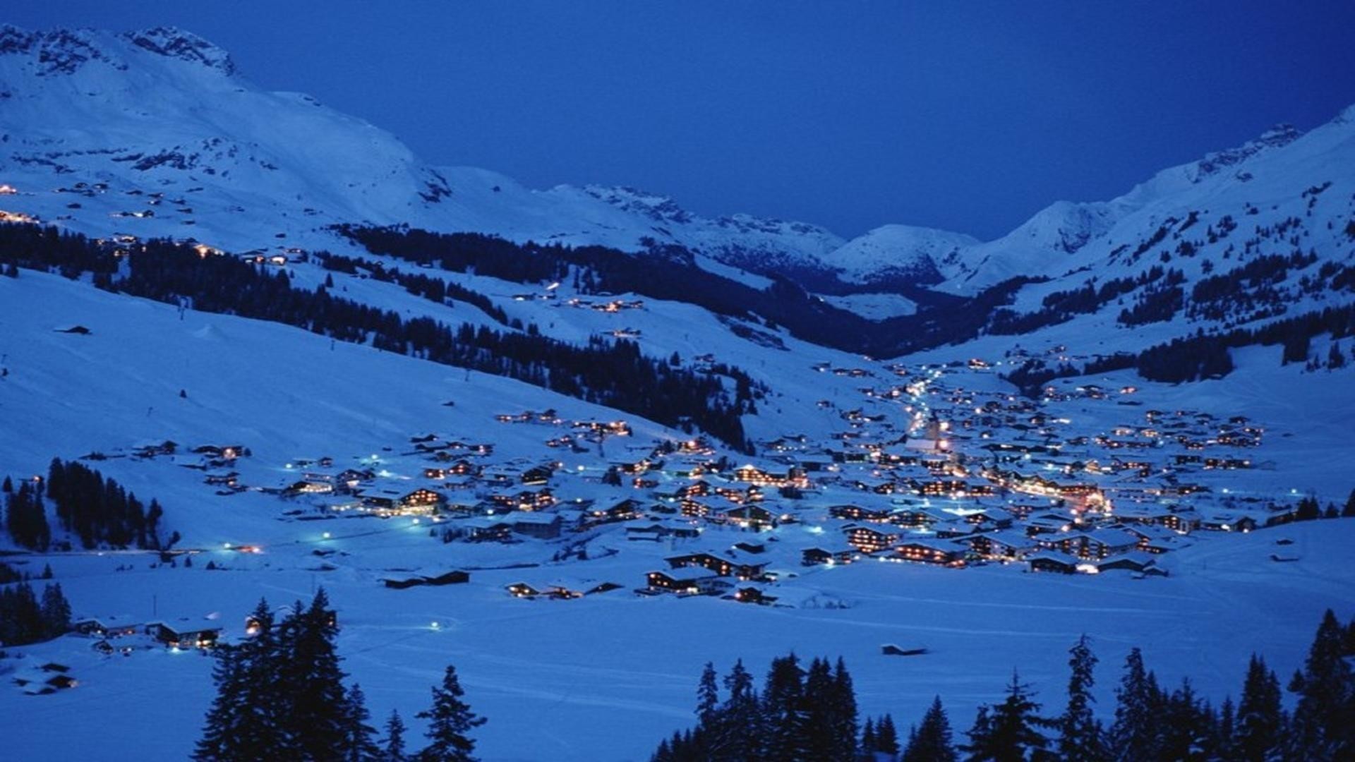 Snowy Village Background