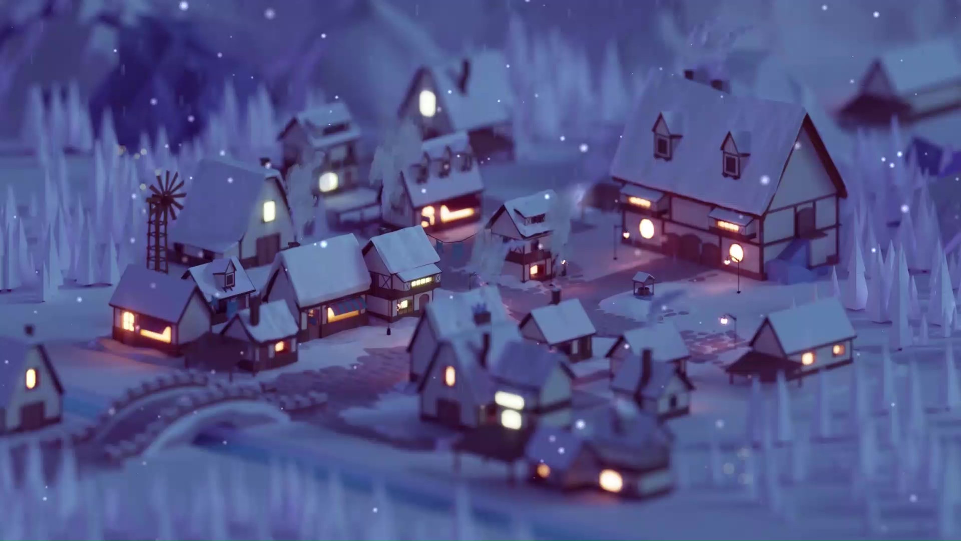 Snowy Village Background