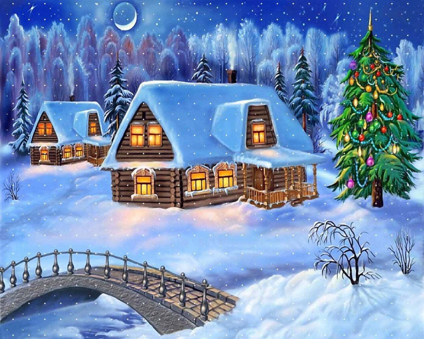 Snowy Village Background